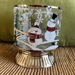 Bath and Bodyworks Metal Candle Holder - Snowmen- NWT